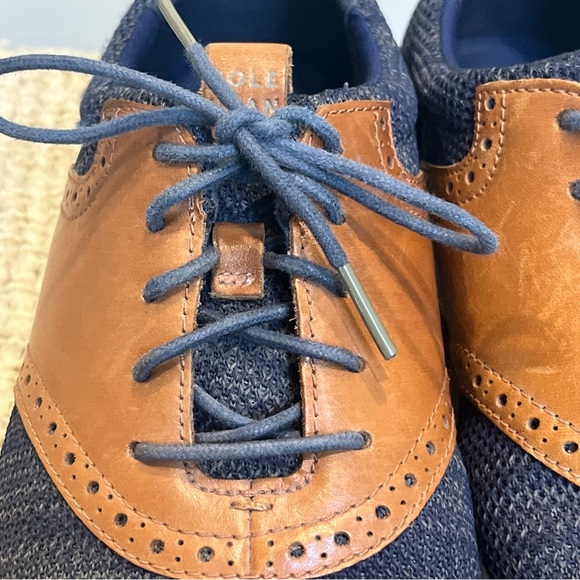 Cole Haan Grand Tour Knit Marine Blue Tan Oxford Shoes Men's 11 M Casual Lace Up - Picture 3 of 9